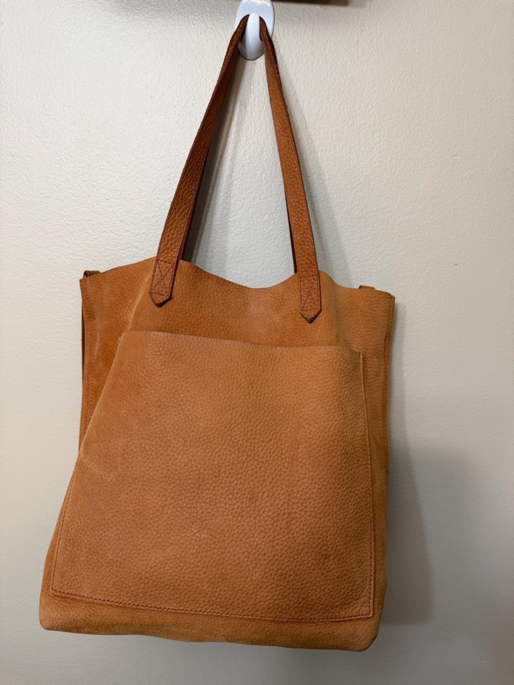 Madewell Cognac Leather Tote with Front Pocket